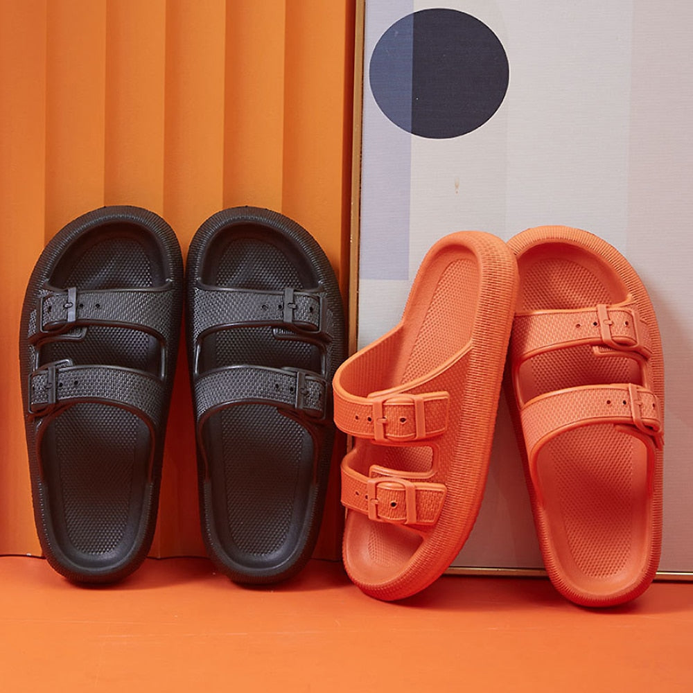 Slippers / Tøfler m/Spænde - Bløde &amp; Skridsikre i flere flotte farver (kendt som Happy