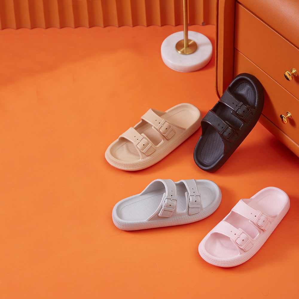 Slippers / Tøfler m/Spænde - Bløde &amp; Skridsikre i flere flotte farver (kendt som Happy